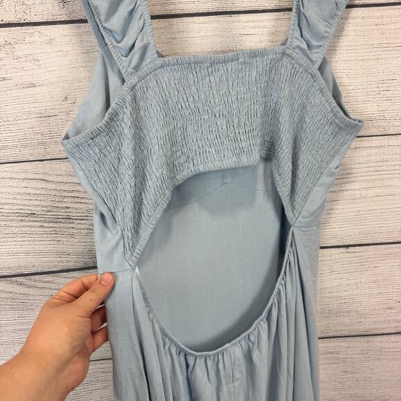 Torrid Plus Size Light Blue Chambray Ruched Front Cut Out Midi Dress Size 3X - Picture 7 of 8